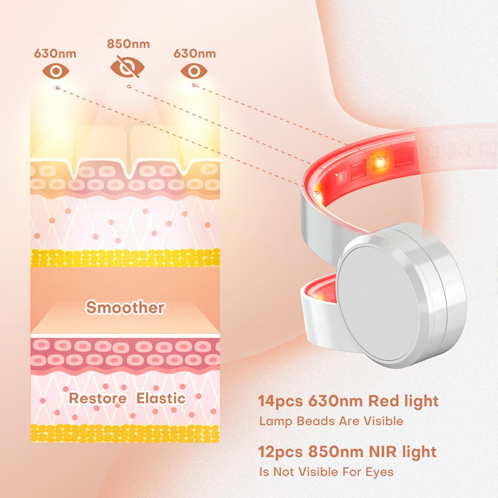Red Light Therapy for Neck Wrinkles Treatment, Wireless Led Neck Mask for Smoothing Neck Lines and Wrinkles, Portable 850 Nm Near-Infrared Light Therapy Neck Skin Care Device for anti Aging at Home