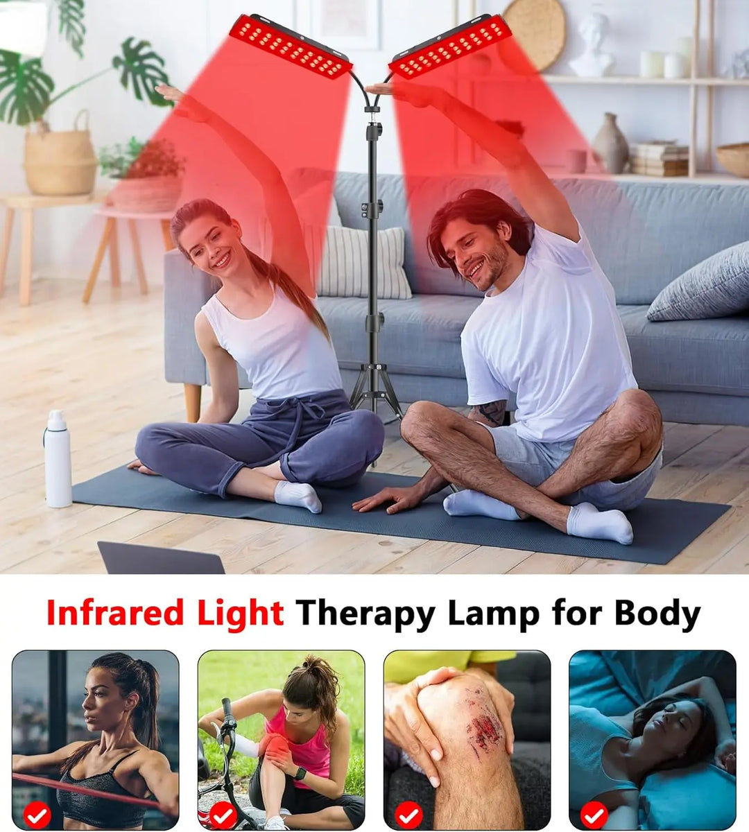 NovaGlow Dual-Head Tripod Red Light Therapy Lamp - NovaGlow™