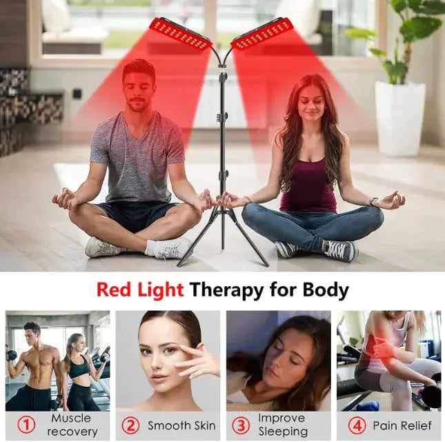 NovaGlow Dual-Head Tripod Red Light Therapy Lamp - NovaGlow™